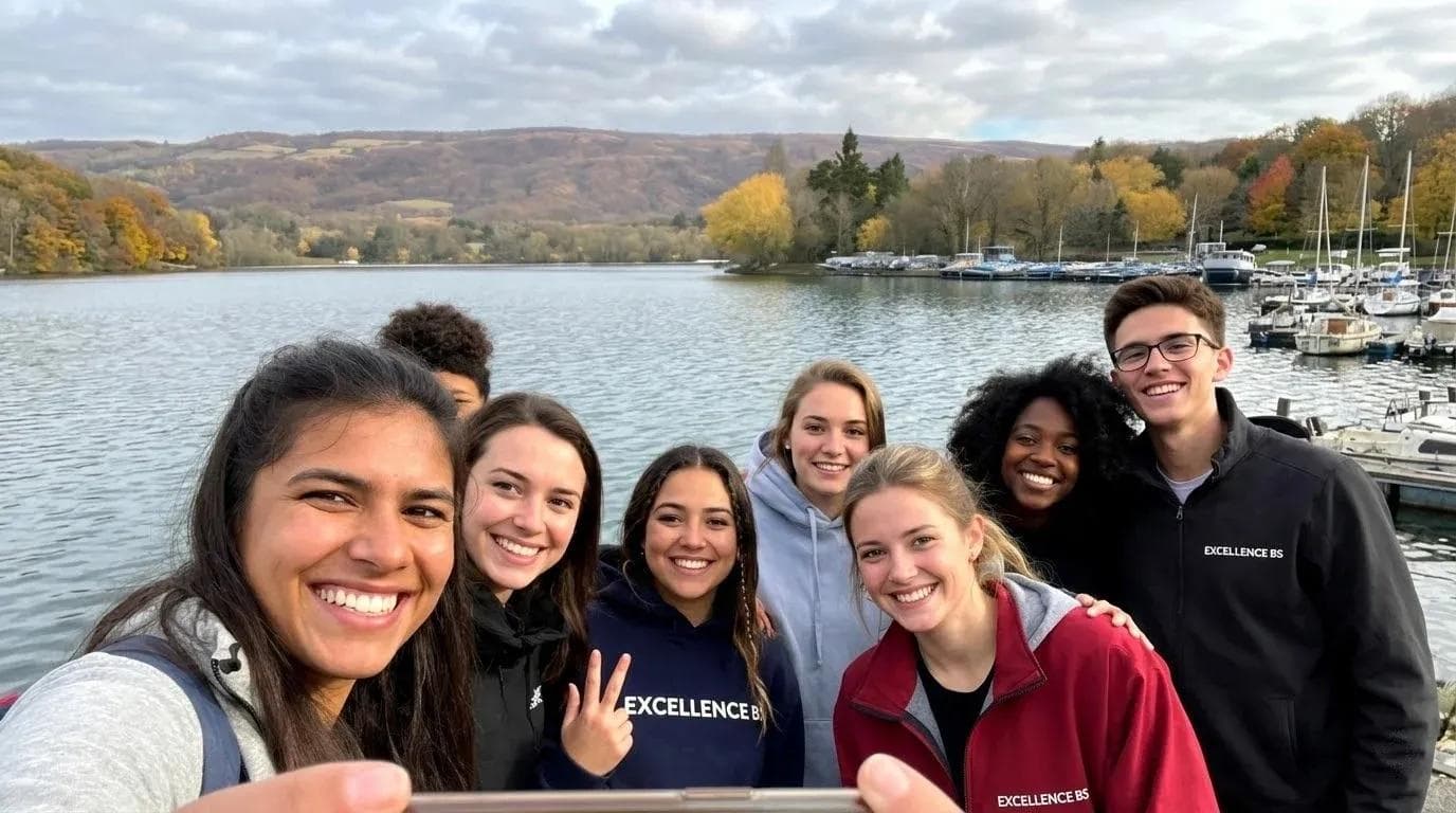 Étudiants d'Excellence Business School analysant des données commerciales sur ordinateur